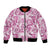 Pink Ribbon Hibiscus Tropical Pattern Bomber Jacket Breast Cancer