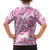 Pink Ribbon Hibiscus Tropical Pattern Family Matching Off The Shoulder Long Sleeve Dress and Hawaiian Shirt Breast Cancer