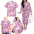 Pink Ribbon Hibiscus Tropical Pattern Family Matching Off The Shoulder Long Sleeve Dress and Hawaiian Shirt Breast Cancer