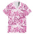 Pink Ribbon Hibiscus Tropical Pattern Family Matching Off Shoulder Short Dress and Hawaiian Shirt Breast Cancer