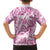 Pink Ribbon Hibiscus Tropical Pattern Family Matching Short Sleeve Bodycon Dress and Hawaiian Shirt Breast Cancer