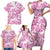 Pink Ribbon Hibiscus Tropical Pattern Family Matching Short Sleeve Bodycon Dress and Hawaiian Shirt Breast Cancer