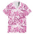 Pink Ribbon Hibiscus Tropical Pattern Family Matching Short Sleeve Bodycon Dress and Hawaiian Shirt Breast Cancer