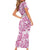 Pink Ribbon Hibiscus Tropical Pattern Family Matching Short Sleeve Bodycon Dress and Hawaiian Shirt Breast Cancer