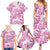 Pink Ribbon Hibiscus Tropical Pattern Family Matching Summer Maxi Dress and Hawaiian Shirt Breast Cancer