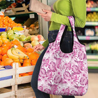 Pink Ribbon Hibiscus Tropical Pattern Grocery Bag Breast Cancer LT01 - Polynesian Pride