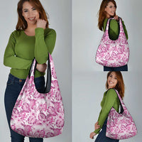 Pink Ribbon Hibiscus Tropical Pattern Grocery Bag Breast Cancer LT01 - Polynesian Pride