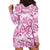 Pink Ribbon Hibiscus Tropical Pattern Hoodie Dress Breast Cancer