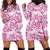 Pink Ribbon Hibiscus Tropical Pattern Hoodie Dress Breast Cancer