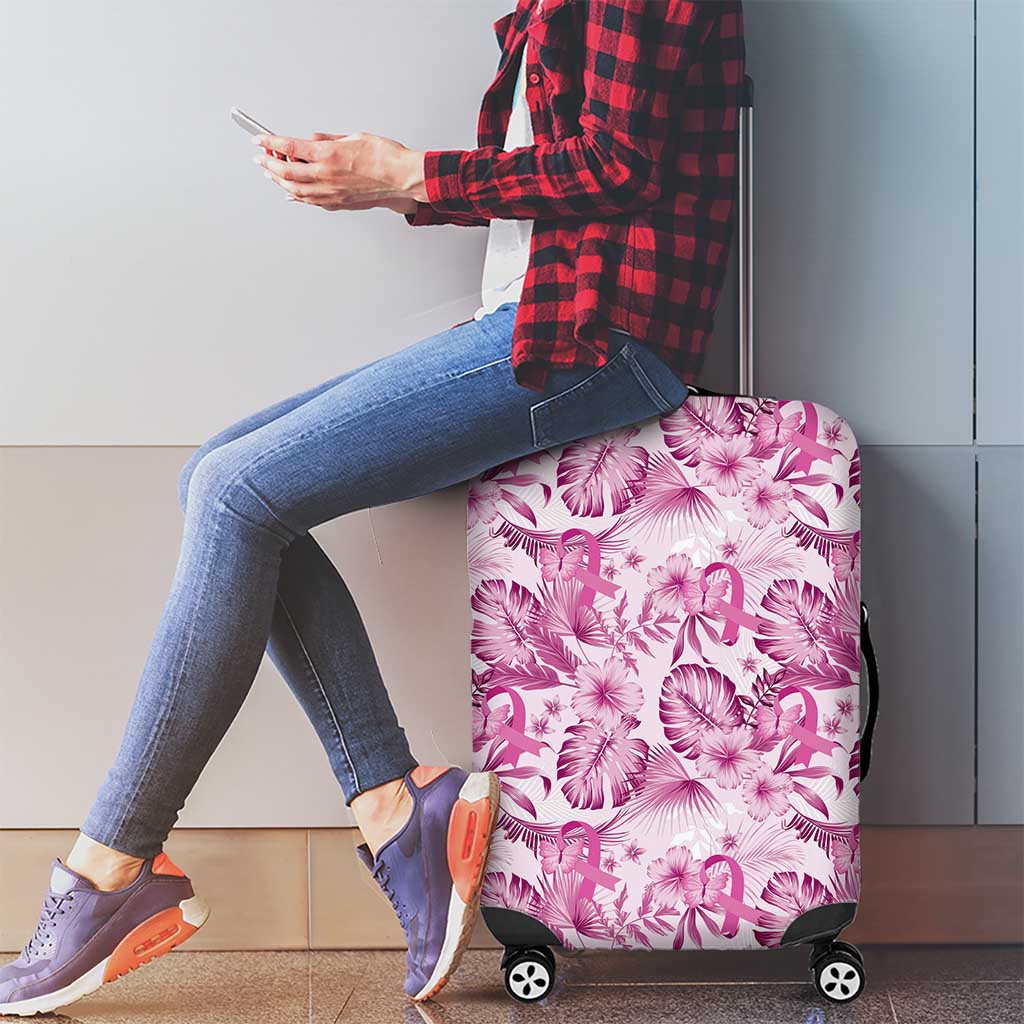 Pink Ribbon Hibiscus Tropical Pattern Luggage Cover Breast Cancer LT01 - Polynesian Pride