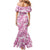 Pink Ribbon Hibiscus Tropical Pattern Mermaid Dress Breast Cancer