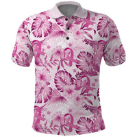 Pink Ribbon Hibiscus Tropical Pattern Polo Shirt Breast Cancer LT01 Pink - Polynesian Pride