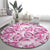 Pink Ribbon Hibiscus Tropical Pattern Round Carpet Breast Cancer