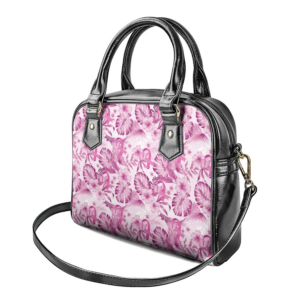 Pink Ribbon Hibiscus Tropical Pattern Shoulder Handbag Breast Cancer LT01 - Polynesian Pride