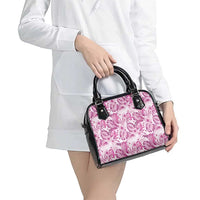 Pink Ribbon Hibiscus Tropical Pattern Shoulder Handbag Breast Cancer LT01 - Polynesian Pride