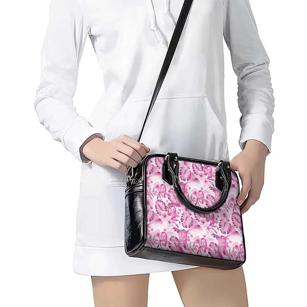 Pink Ribbon Hibiscus Tropical Pattern Shoulder Handbag Breast Cancer LT01 - Polynesian Pride