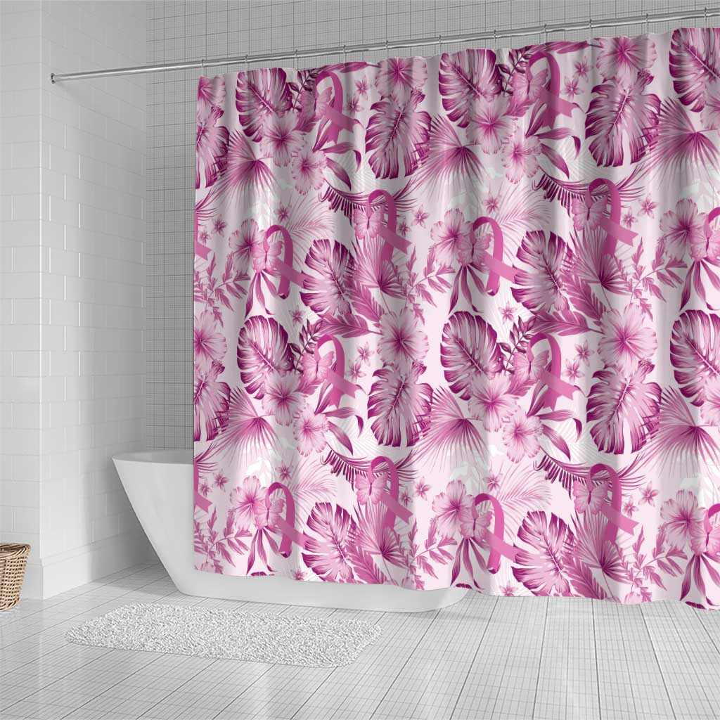 Pink Ribbon Hibiscus Tropical Pattern Shower Curtain Breast Cancer LT01 - Polynesian Pride
