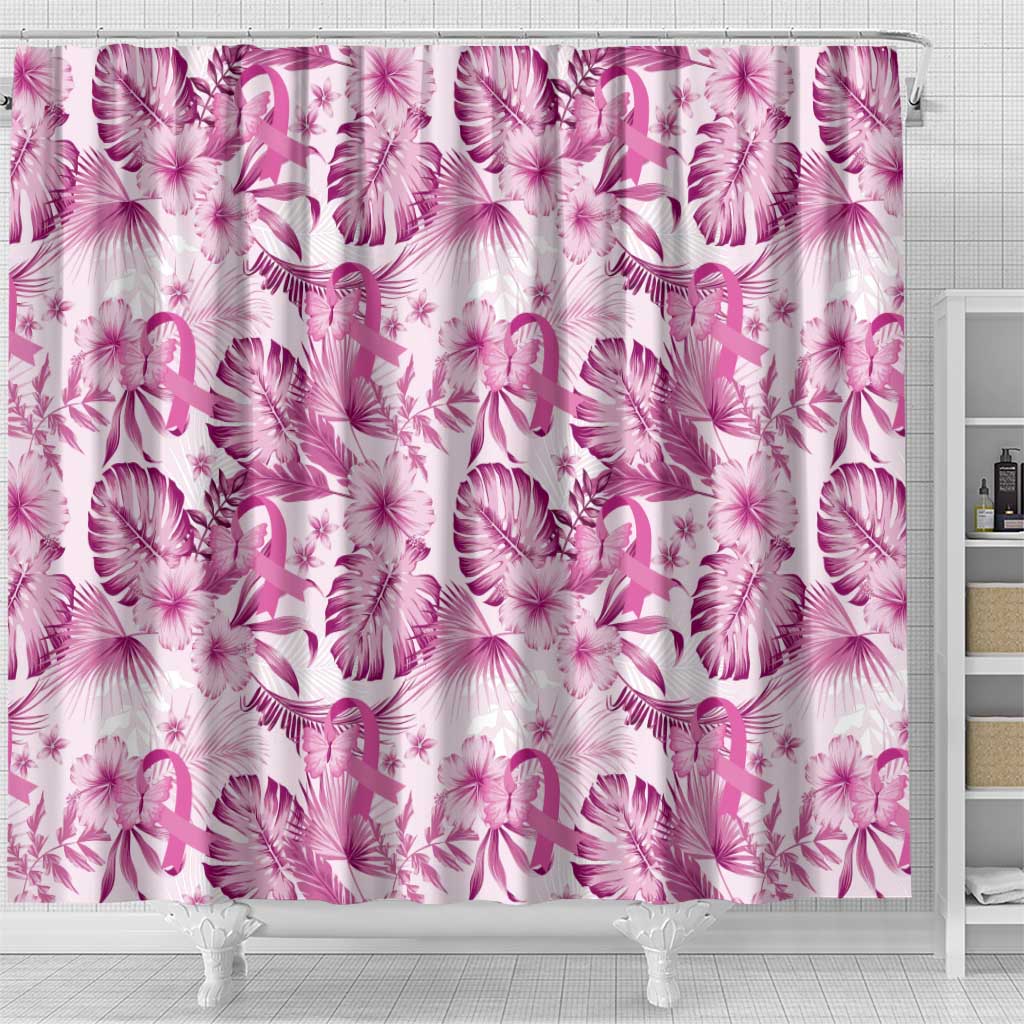 Pink Ribbon Hibiscus Tropical Pattern Shower Curtain Breast Cancer LT01 - Polynesian Pride