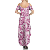 Pink Ribbon Hibiscus Tropical Pattern Summer Maxi Dress Breast Cancer LT01 - Polynesian Pride