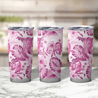 Pink Ribbon Hibiscus Tropical Pattern Tumbler Cup Breast Cancer LT01 - Polynesian Pride