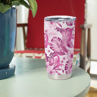 Pink Ribbon Hibiscus Tropical Pattern Tumbler Cup Breast Cancer LT01 - Polynesian Pride