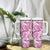 Pink Ribbon Hibiscus Tropical Pattern Tumbler With Handle Breast Cancer