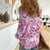 Pink Ribbon Hibiscus Tropical Pattern Women Casual Shirt Breast Cancer