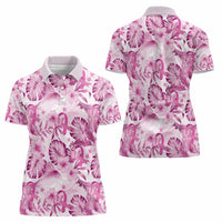 Pink Ribbon Hibiscus Tropical Pattern Women Polo Shirt Breast Cancer LT01 - Polynesian Pride