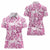 Pink Ribbon Hibiscus Tropical Pattern Women Polo Shirt Breast Cancer