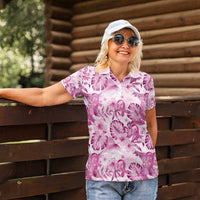 Pink Ribbon Hibiscus Tropical Pattern Women Polo Shirt Breast Cancer LT01 - Polynesian Pride