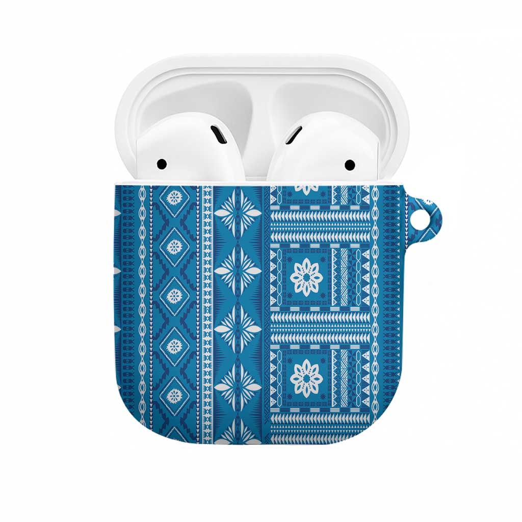 Fiji Masi All Blue AirPods Case Tapa Pattern LT01 Blue - Polynesian Pride