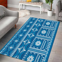 Fiji Masi All Blue Area Rug Tapa Pattern LT01 - Polynesian Pride