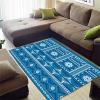 Fiji Masi All Blue Area Rug Tapa Pattern LT01 - Polynesian Pride