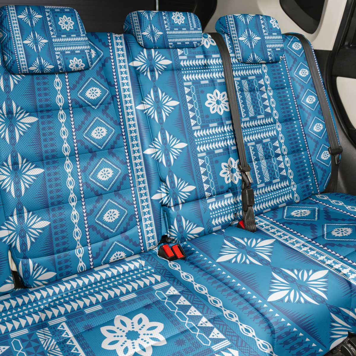 Fiji Masi All Blue Back Car Seat Cover Tapa Pattern LT01 - Polynesian Pride
