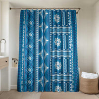 Fiji Masi All Blue Bathroom Set Tapa Pattern LT01 Shower Curtain Only Blue - Polynesian Pride