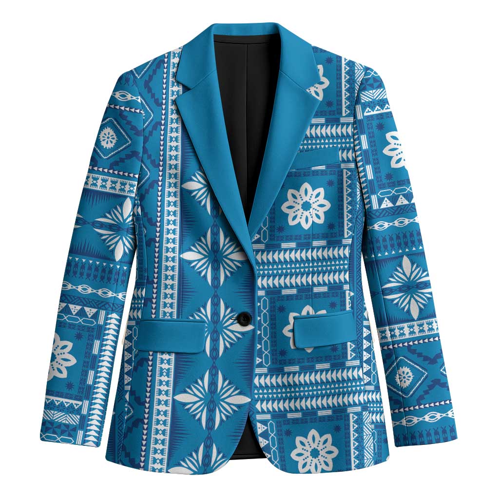 Fiji Masi All Blue Blazer Tapa Pattern LT01 Unisex Blue - Polynesian Pride
