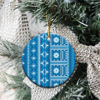 Fiji Masi All Blue Ceramic Ornament Tapa Pattern LT01 - Polynesian Pride