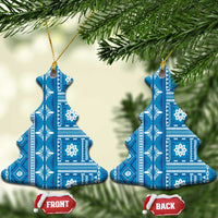 Fiji Masi All Blue Ceramic Ornament Tapa Pattern LT01 Christmas Tree Blue - Polynesian Pride