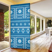 Fiji Masi All Blue Door Cover Tapa Pattern LT01 - Polynesian Pride
