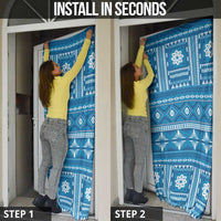 Fiji Masi All Blue Door Cover Tapa Pattern LT01 - Polynesian Pride