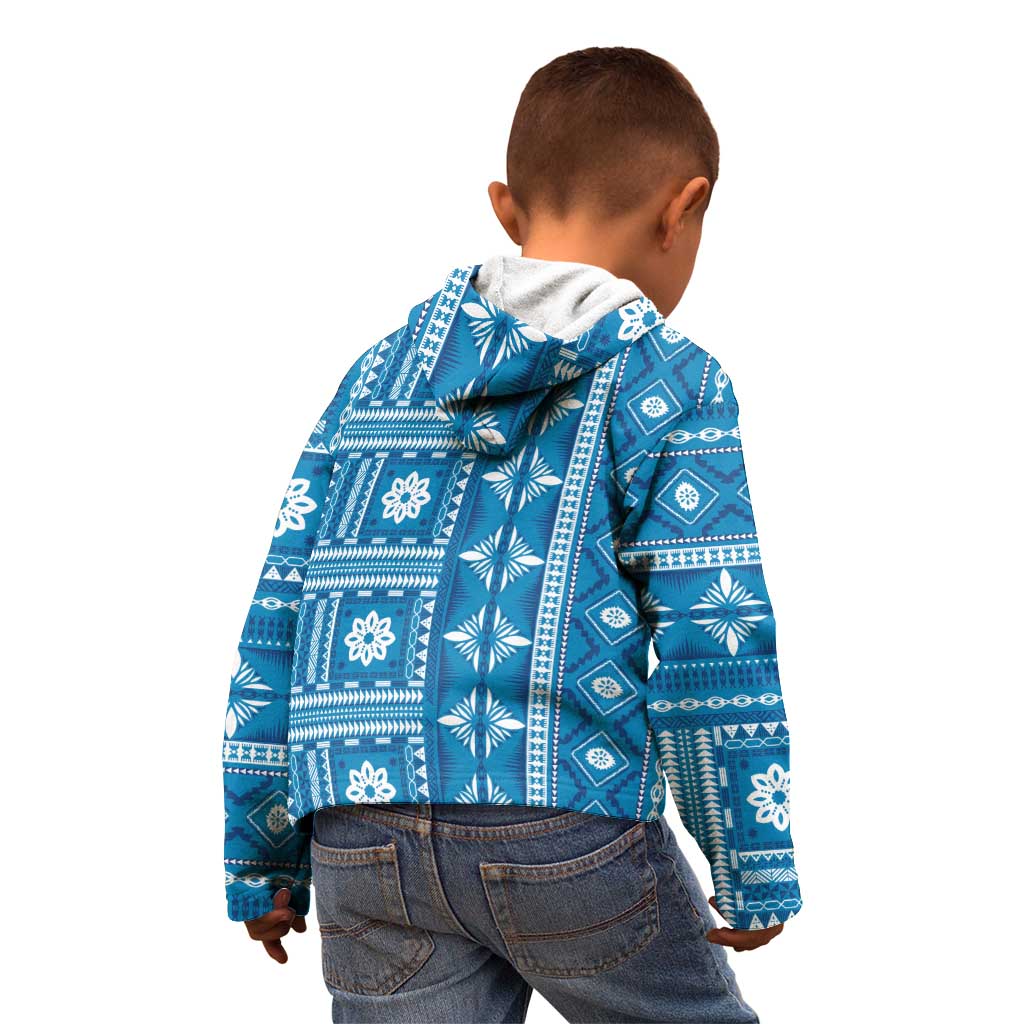 Fiji Masi All Blue Kid Hoodie Tapa Pattern LT01 - Polynesian Pride