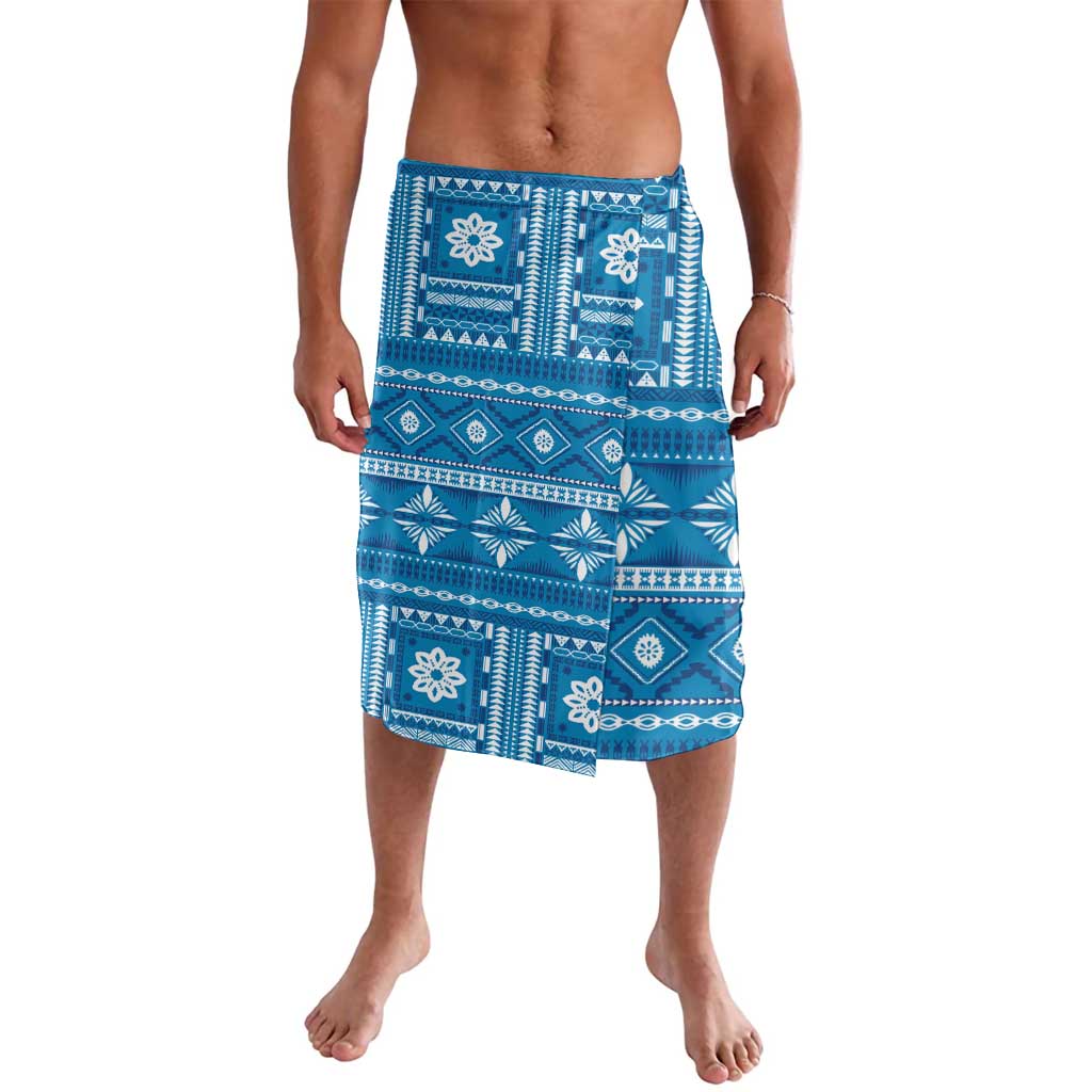 Fiji Masi All Blue Lavalava Tapa Pattern LT01 Blue - Polynesian Pride