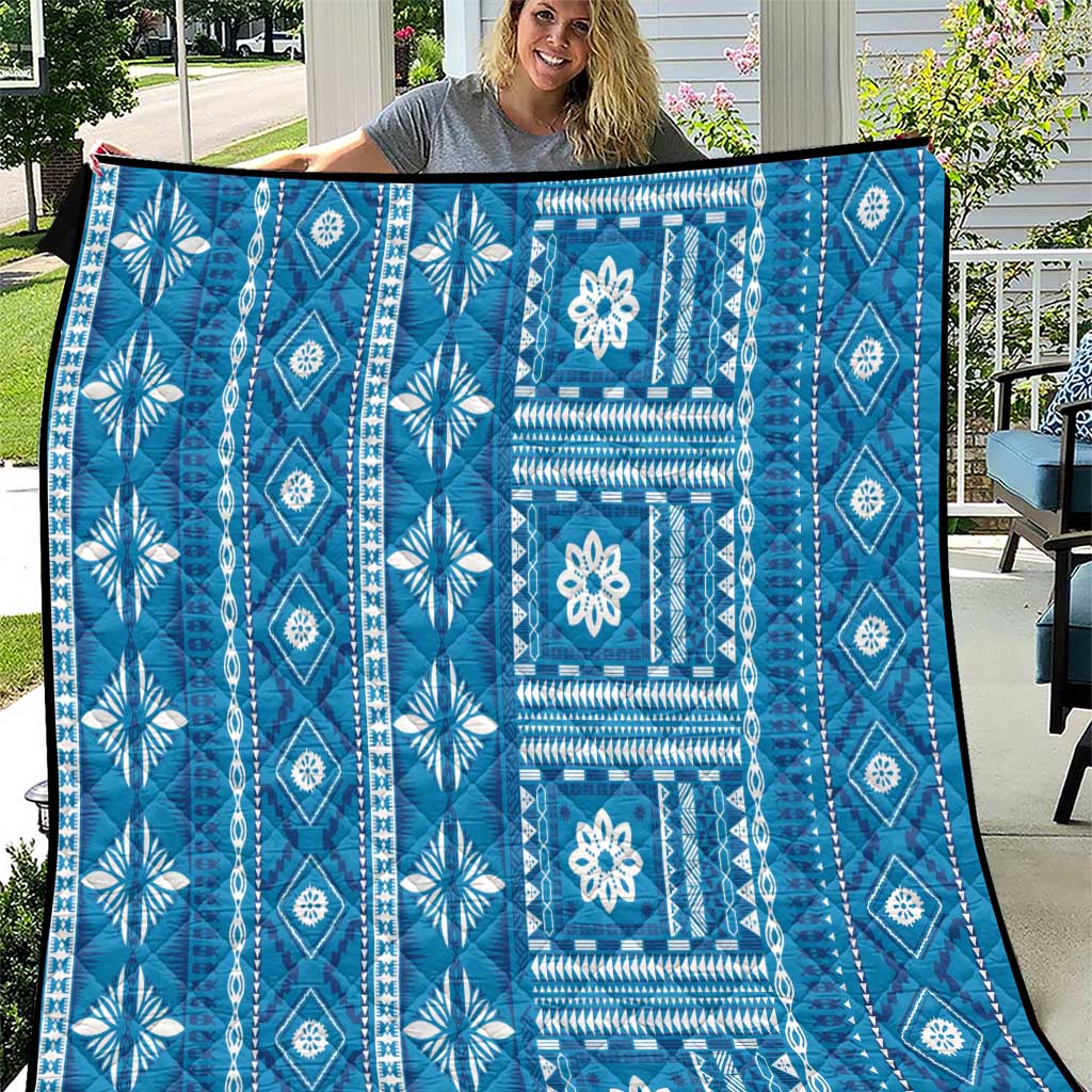 Fiji Masi All Blue Quilt Tapa Pattern LT01 Blue - Polynesian Pride