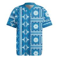 Fiji Masi All Blue Rugby Jersey Tapa Pattern LT01 Blue - Polynesian Pride