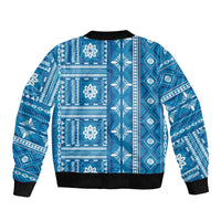 Fiji Masi All Blue Sleeve Zip Bomber Jacket Tapa Pattern LT01 - Polynesian Pride