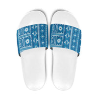 Fiji Masi All Blue Slide Sandals Tapa Pattern LT01 Blue - Polynesian Pride