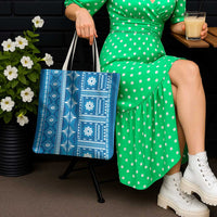 Fiji Masi All Blue Tote Bag Tapa Pattern LT01 - Polynesian Pride