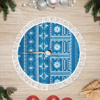 Fiji Masi All Blue Tree Skirt Tapa Pattern LT01 Fringed Blue - Polynesian Pride