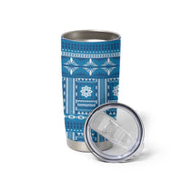 Fiji Masi All Blue Tumbler Cup Tapa Pattern LT01 - Polynesian Pride