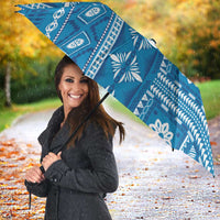 Fiji Masi All Blue Umbrella Tapa Pattern LT01 - Polynesian Pride